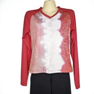 Reebok Top Long Sleeve‎ Athletic Shirt Mesh Floral Women's Size S